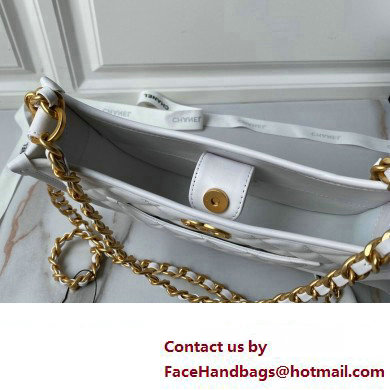 Chanel Calfskin  &  Gold-Tone Metal Hobo Handbag AS4666 White 2024